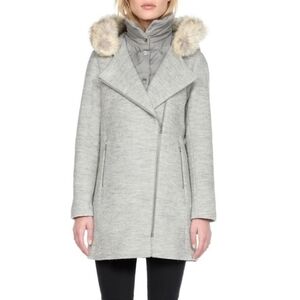 Soia Kyo Gray Coat with Fur Trim